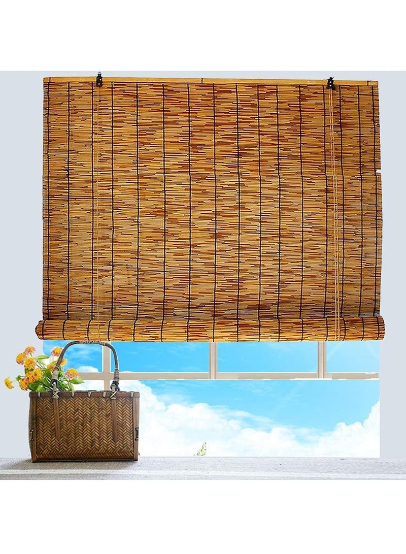 LINGWEI Bamboo Blind Bamboo Roller Blind Window Curtain Window Blind Bamboo Reed Shade Reed Curtain Natural Wooden Bamboo Roller Blind Window Curtain Shades 100cm - Image 1