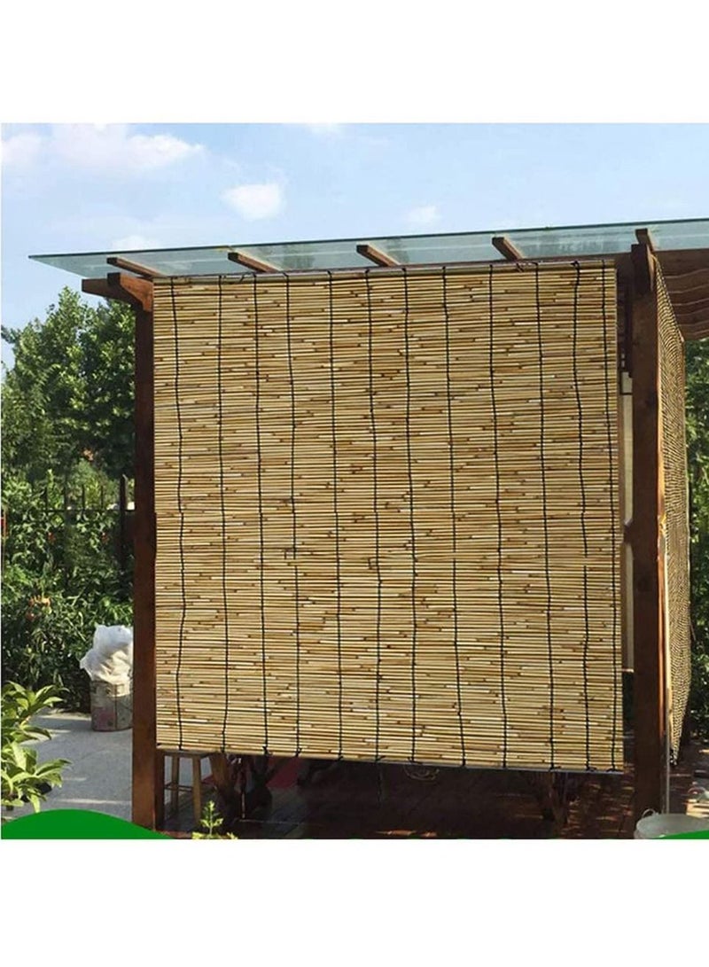 LINGWEI Bamboo Blind Bamboo Roller Blind Window Curtain Window Blind Bamboo Reed Shade Reed Curtain Natural Wooden Bamboo Roller Blind Window Curtain Shades 100cm - Image 3