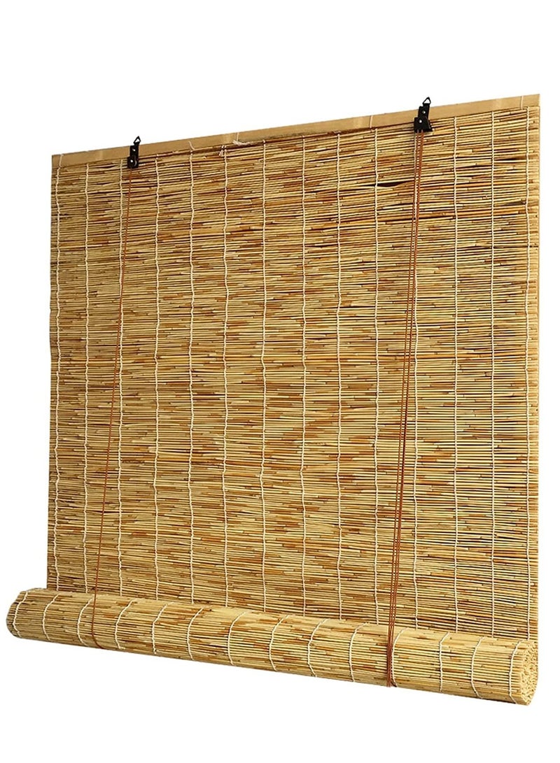 LINGWEI Bamboo Blind Bamboo Roller Blind Window Curtain Window Blind Bamboo Reed Shade Reed Curtain Natural Wooden Bamboo Roller Blind Window Curtain Shades 100cm - Image 2