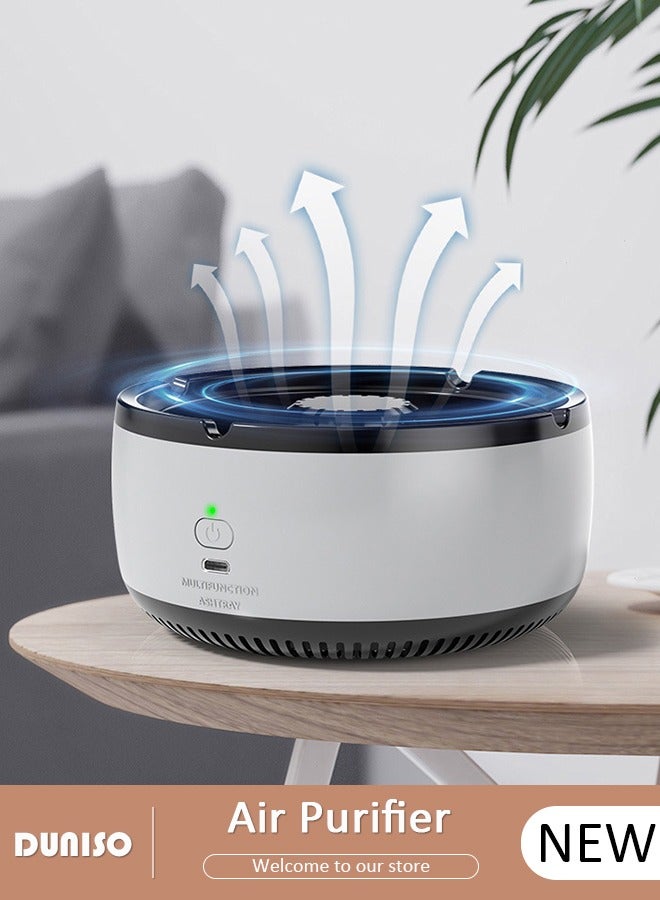DUNISO Self Extinguishing Ashtray with Lid, 2 in 1 Multifunctional  Air Purifier with Filter Ashtray, Car Ashtray, Detachable Easy Clean Car Ashtray for Home, Car, Office - Image 1