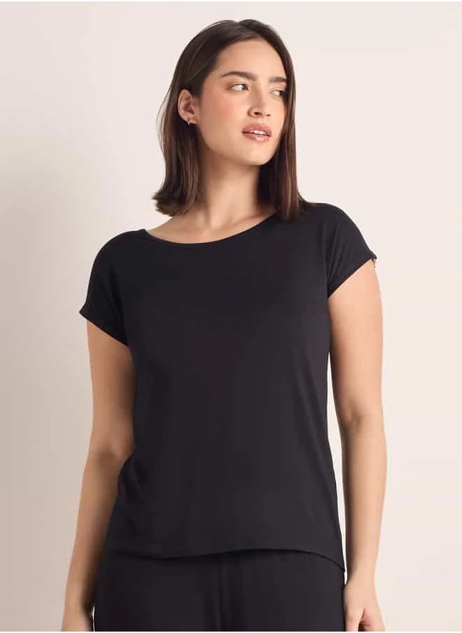 فاف Lace Detail Round Neck Top and Pyjama Set