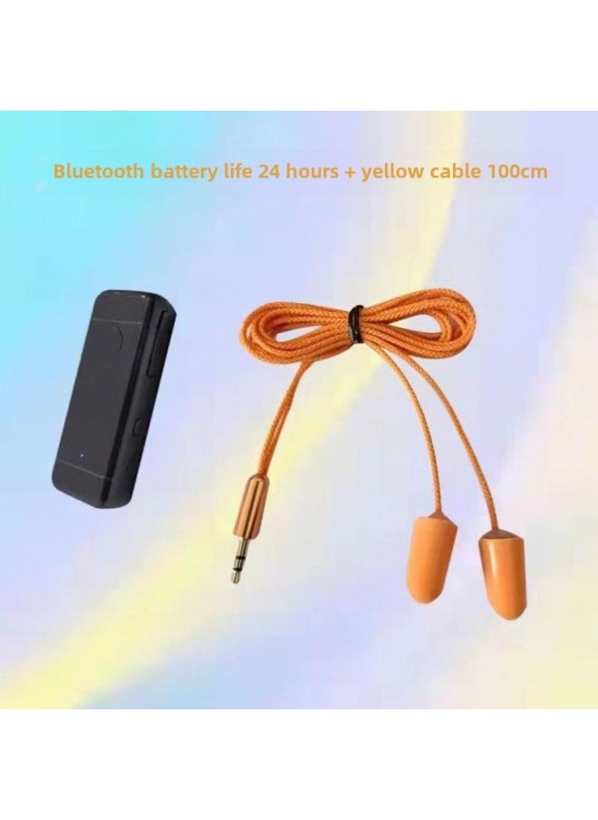 Bluetooth Wired Bass Work Lazy Listening To Songs HD Call Labor Protection Earplug Headset Camouflage Anti-Noise-Color:Bluetooth Battery Life 24 Hours + Yellow Line Cm