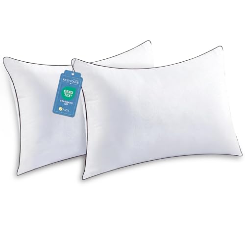 JOLLYVOGUE Pillows Queen Size Set of 2 for Sleeping Soft and Supportive Bed Pillow with Down Alternative Filling for Side and Back Sleepers Hotel Collection