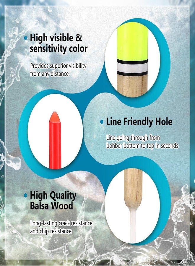 Sonwyoung 12 Pcs Float Fishing Bobber Balsa Wood Slip Fishing Bobbers Stick Slip Bobber in 6 Size for Fishing Crappie Bluegill Trout Bass Panfish Catfish Walleye Fishing Tackle Accessories - Image 3