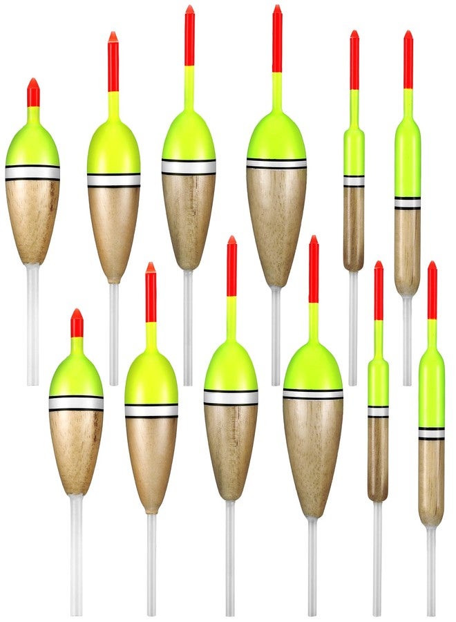 Sonwyoung 12 Pcs Float Fishing Bobber Balsa Wood Slip Fishing Bobbers Stick Slip Bobber in 6 Size for Fishing Crappie Bluegill Trout Bass Panfish Catfish Walleye Fishing Tackle Accessories - Image 1