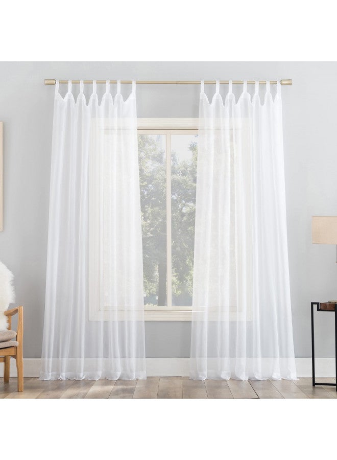 No. 918 Emily Sheer Voile Tab Top Curtain Panel, 59" x 84", White - Image 1