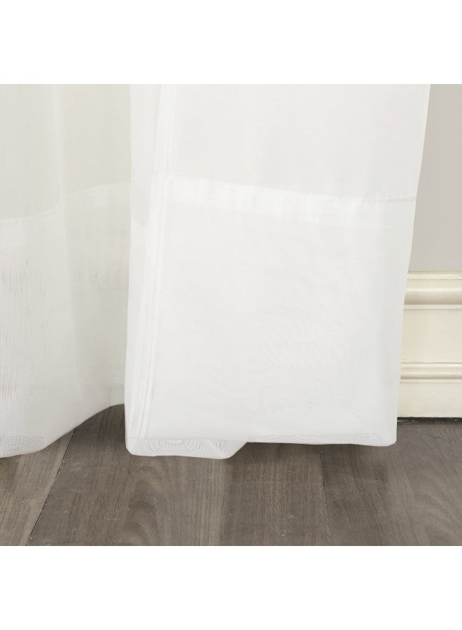 No. 918 Emily Sheer Voile Tab Top Curtain Panel, 59" x 84", White - Image 3