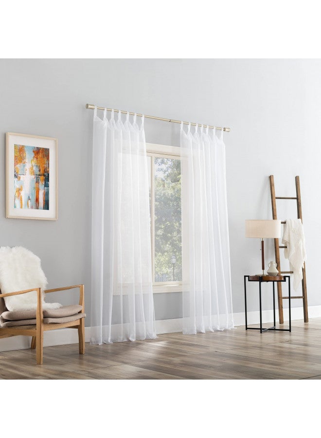 No. 918 Emily Sheer Voile Tab Top Curtain Panel, 59" x 84", White - Image 4