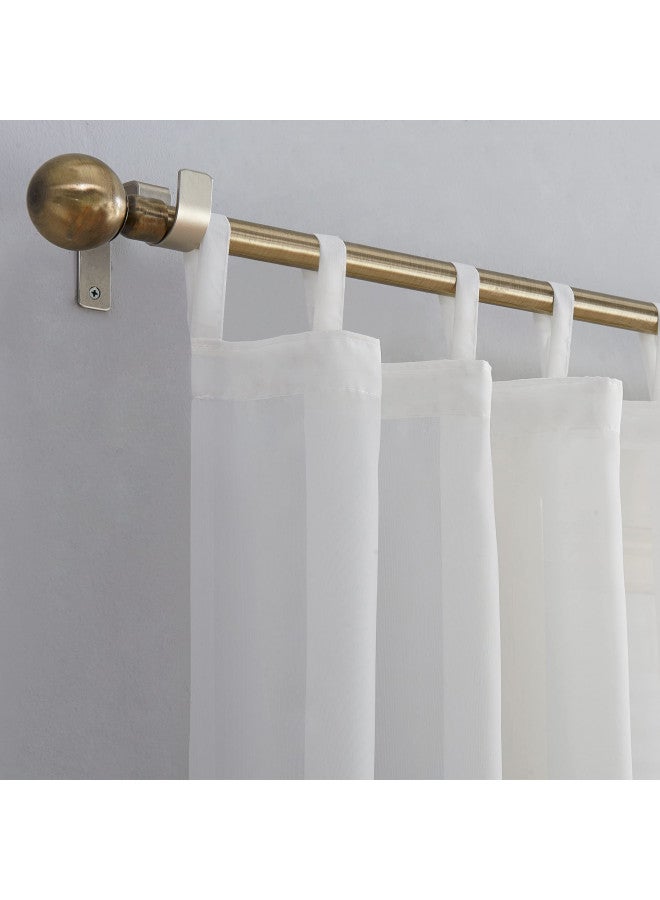 No. 918 Emily Sheer Voile Tab Top Curtain Panel, 59" x 84", White - Image 2