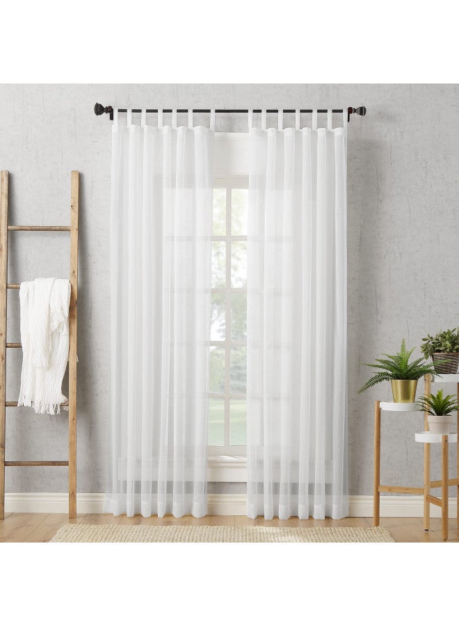 No. 918 Emily Sheer Voile Tab Top Curtain Panel, 59" x 84", White - Image 5