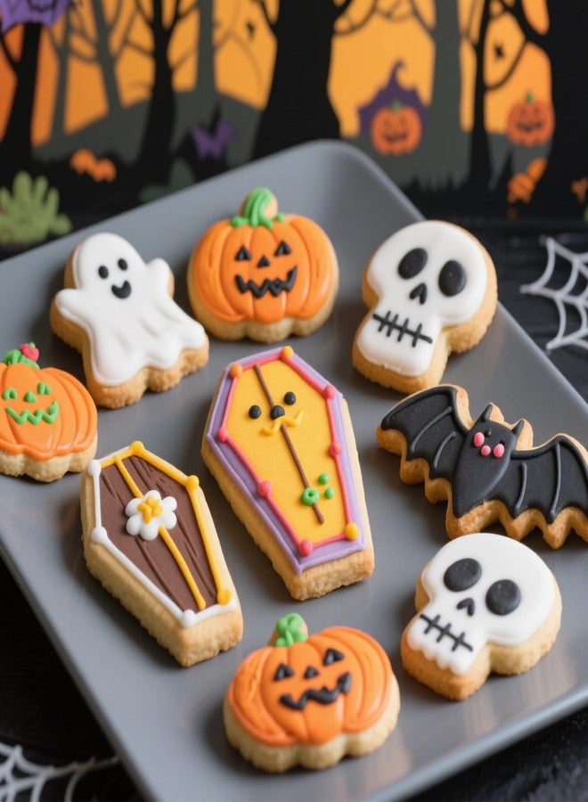 Maykito Halloween Cookie Cutters 7 Pieces - Pumpkin, Ghost, Bat, Coffin, Skull, Black Cat, Witch Hat - Image 5