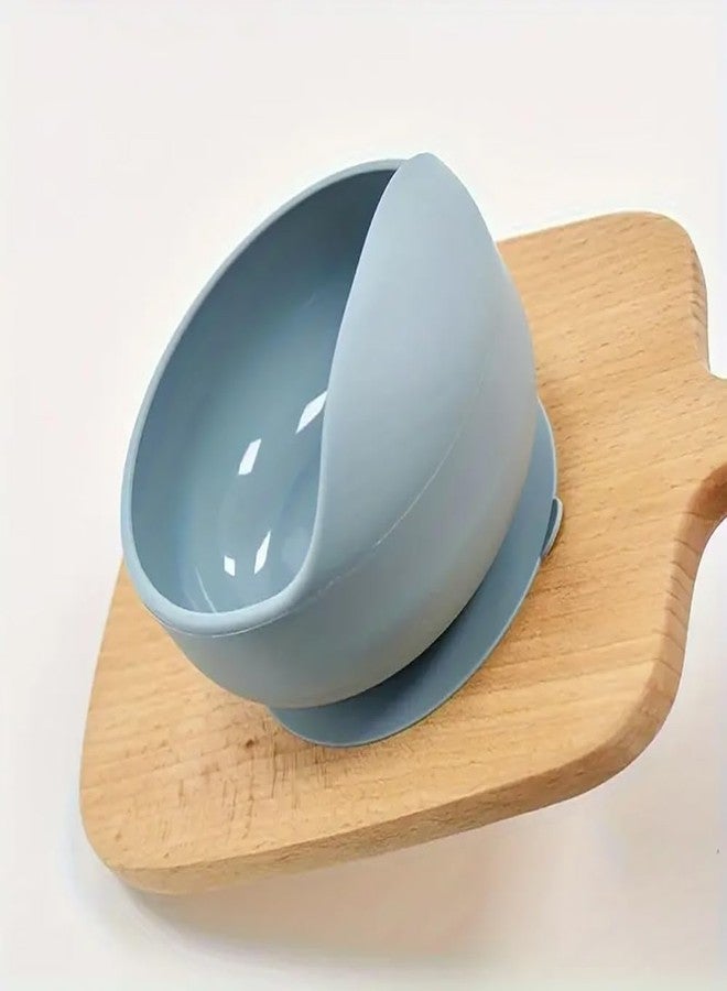 Takositio Baby Bowls, Dinner Bowl and Wooden Handle Spoon for Eating Training, Silicone Dinnerware for Beginners, Small Mixing Bowls, First Stage Self Feeding Utensils (Sky Blue, 1 Bowl + 1 Spoon) - Image 4