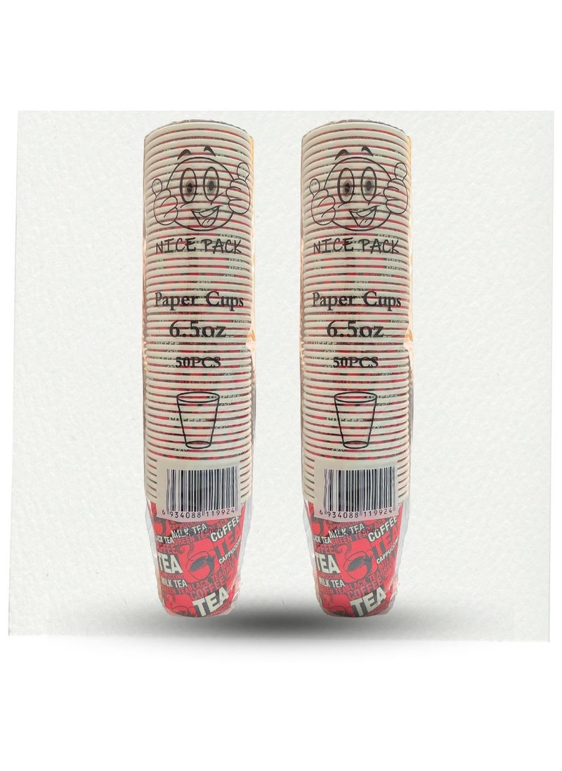 Nice Pack 100-Pieces 6.5oz Printed Paper Cups, Disposable Paper Cups for Hot/Cold Beverages, Ideal for Office, Home, Party and Travel use  - Image 2