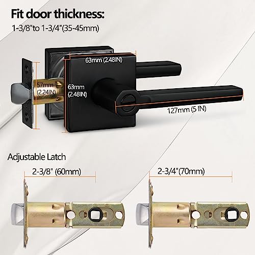 NewBang (5Pack) Bed/Bath Room Door Lever for Privacy Bathroom and Interior Door Door Lock Handle in Aged Matt Black, HD1601-DB-BK-5P - Image 4