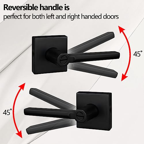 NewBang (5Pack) Bed/Bath Room Door Lever for Privacy Bathroom and Interior Door Door Lock Handle in Aged Matt Black, HD1601-DB-BK-5P - Image 5