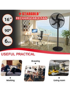 Stargold 16 Inch Rechargeable Oscillating Fan Table Fan Wall Fan Floor Fan Ceiling Fan With 4 SMD LED Light With Remote Control  - Image 2