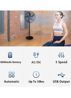 Stargold 16 Inch Rechargeable Oscillating Fan Table Fan Wall Fan Floor Fan Ceiling Fan With 4 SMD LED Light With Remote Control  - Image 5