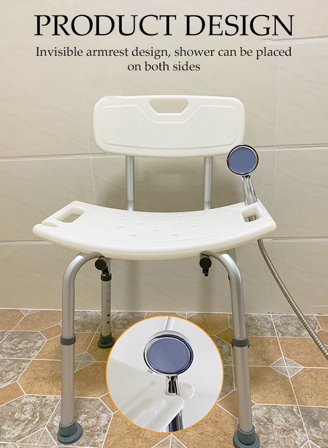 DUNISO Shower Chair Stool With Backrest，Adjustable Lightweight Bathroom Stool，Strong Load Bearing Capacity，Six Level Height Adjustment，Suitable For Elderly People, Pregnant Women, Postoperative Rehabilitation Personnel, And People With Disabilities  - Image 3