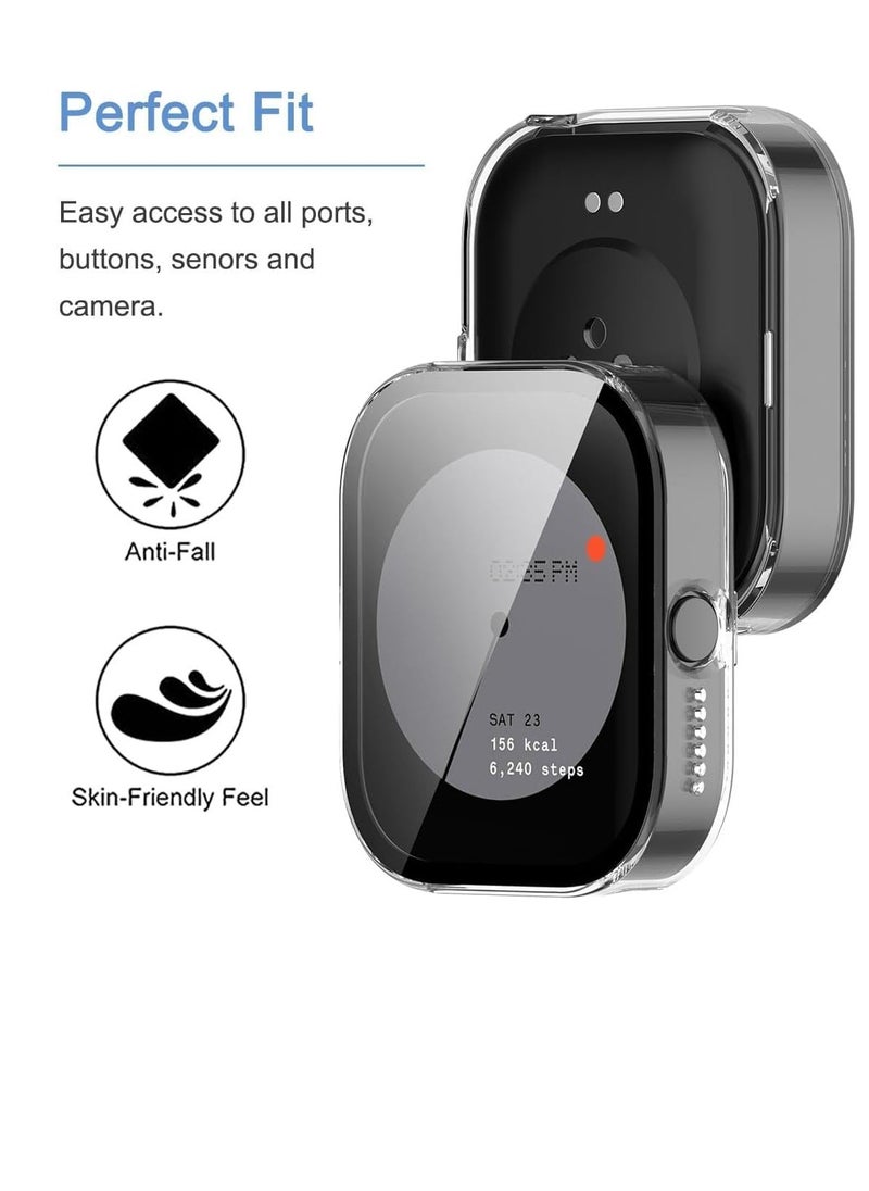 Generic - Case Compatible with CMF by Nothing Watch Pro, Full Coverage Slim Hard Case Protective Bumper Built-in Tempered Glass Screen Protector Shell for CMF by Nothing Watch Pro (Transparent) - Image 1