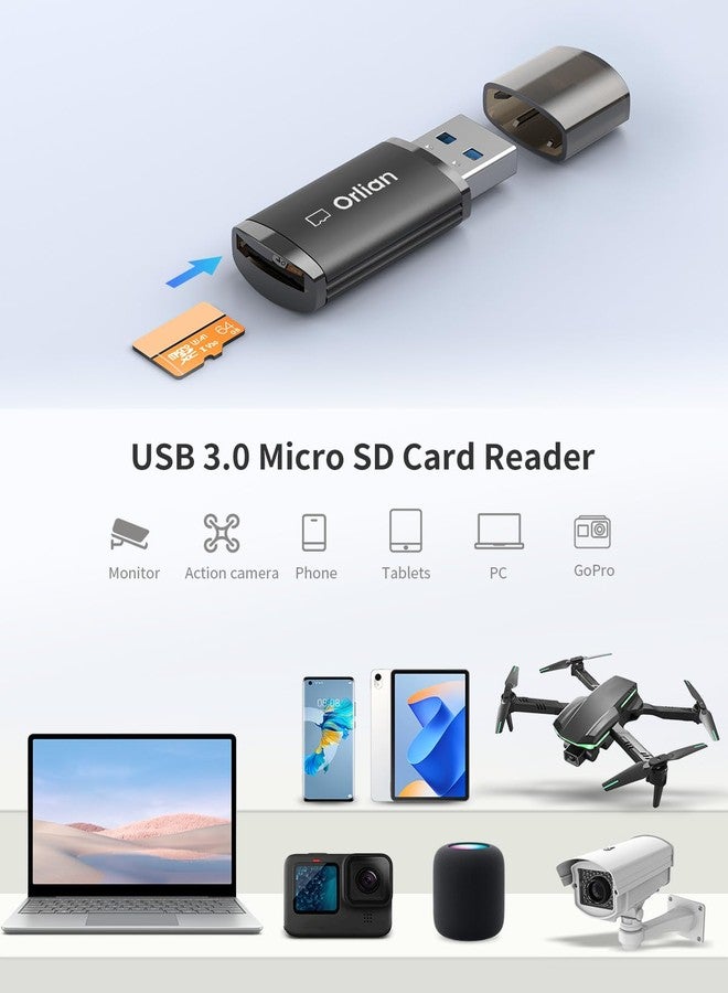 Orlian USB 3.0 Micro SD Card Reader, for MicroSD, MicroSDHC, MicroSDXC UHS-I Memory Card, Compatible with Windows, MAC MacBook Pro/Air, iPhone 15 Pro/Max, Android Galaxy and More, Black - Image 3
