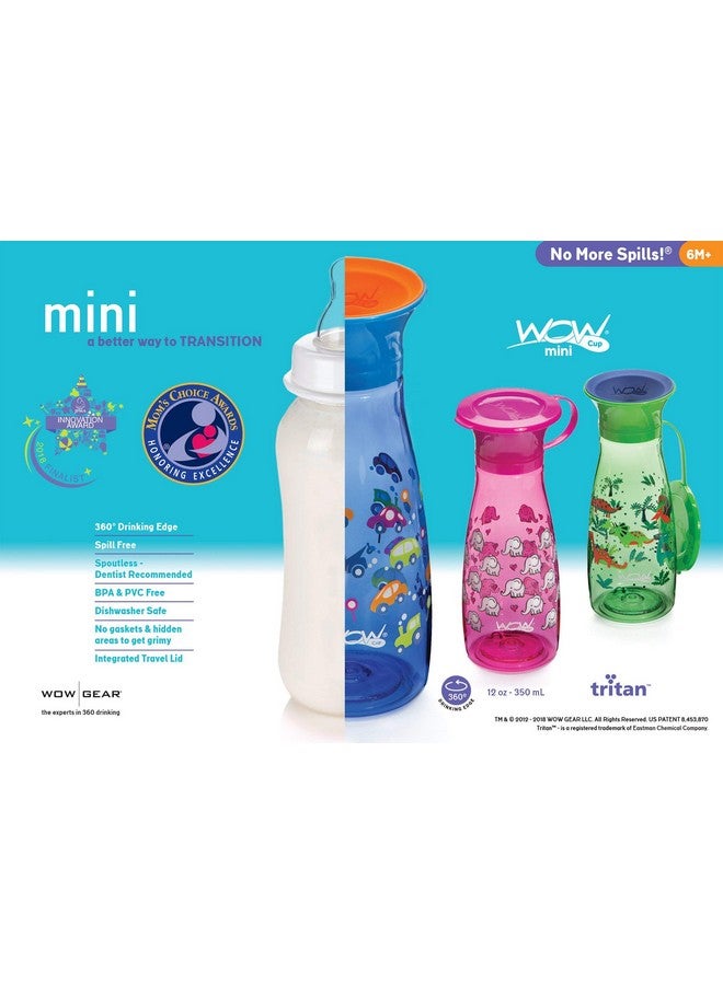 WOW GEAR Wow Cup Mini 360 Sippy Cup, 12 oz, 2 Pack (Aruba Blue/Keylime Green) - Image 5