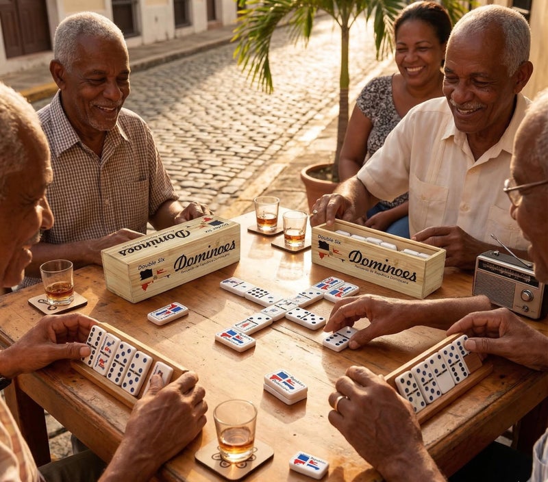 PRK 14 Dominican Republic Dominoes Double Six Novelty Set with Dominican Republic Flag Design - Ideal for Parties 1 Set med Size Domino - Image 2