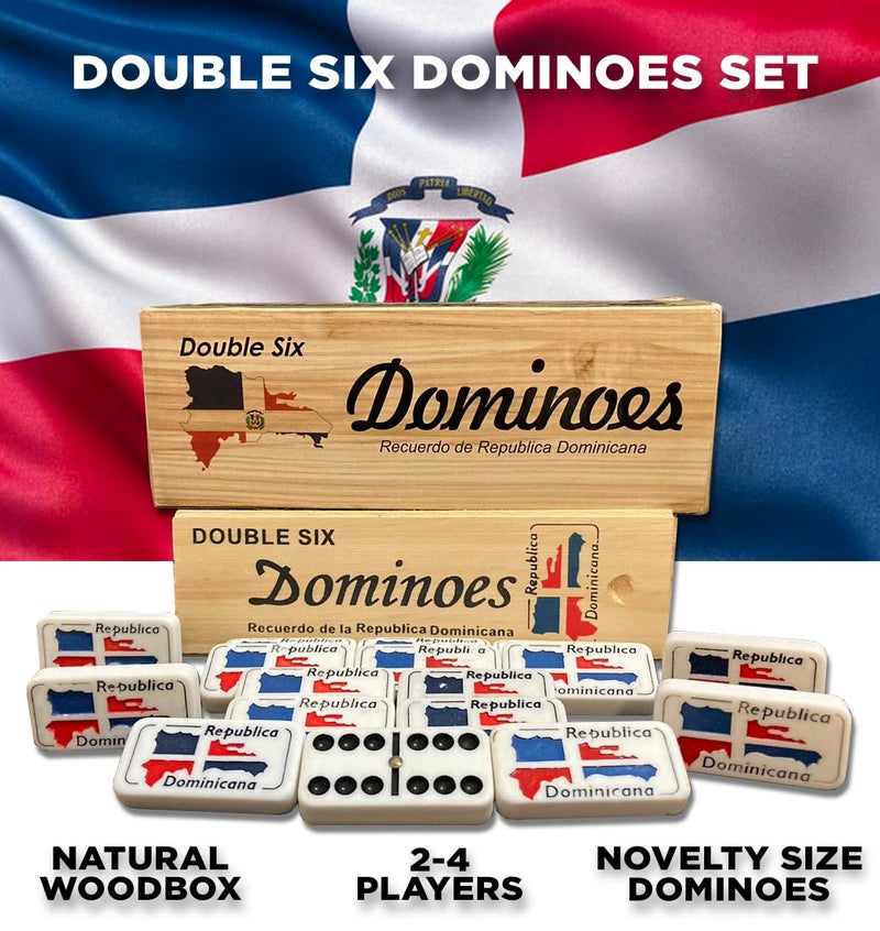 PRK 14 Dominican Republic Dominoes Double Six Novelty Set with Dominican Republic Flag Design - Ideal for Parties 1 Set med Size Domino - Image 4