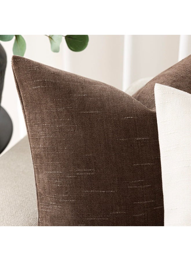 Cushion Cover 45 x 45 cm, Set of 2 Chocolate Chenille Cushion Covers, Sofa Cushion Covers, Neutral Design, Soft Luxurious Decorative Cushion for Chair, Couch, Bed, Bedroom, Home Decoration - Image 2