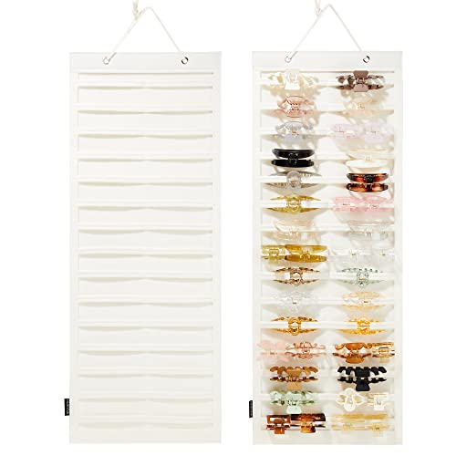 HUHYNN Hanging Hair Claw Clips Organizer, Claw Clips Organizers and Storage for Women Girls, Hair Claw Clips Holder for Wall, Door, Closet(NO ACCESSORIES INCLUDED) (30 Stripes-Beige) - Image 1