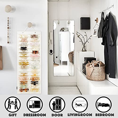 HUHYNN Hanging Hair Claw Clips Organizer, Claw Clips Organizers and Storage for Women Girls, Hair Claw Clips Holder for Wall, Door, Closet(NO ACCESSORIES INCLUDED) (30 Stripes-Beige) - Image 4