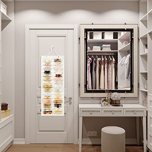 HUHYNN Hanging Hair Claw Clips Organizer, Claw Clips Organizers and Storage for Women Girls, Hair Claw Clips Holder for Wall, Door, Closet(NO ACCESSORIES INCLUDED) (30 Stripes-Beige) - Image 5