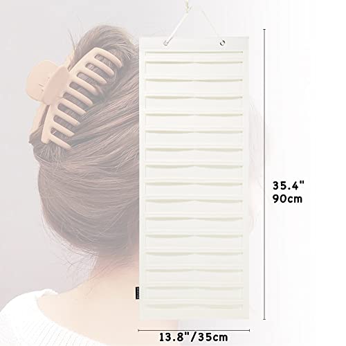 HUHYNN Hanging Hair Claw Clips Organizer, Claw Clips Organizers and Storage for Women Girls, Hair Claw Clips Holder for Wall, Door, Closet(NO ACCESSORIES INCLUDED) (30 Stripes-Beige) - Image 3