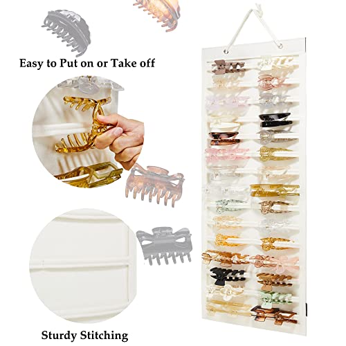HUHYNN Hanging Hair Claw Clips Organizer, Claw Clips Organizers and Storage for Women Girls, Hair Claw Clips Holder for Wall, Door, Closet(NO ACCESSORIES INCLUDED) (30 Stripes-Beige) - Image 2
