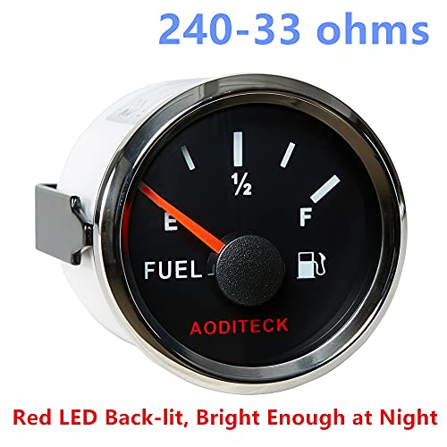AODITECK 240-33ohm Marine Fuel Gauge for Boat Gas Gauge Fuel Level Gauge for Car Truck Vehicle Diesel Automotive Replacement Aftermarket Gauge for Car Truck Vehicle SUV with Backlight,Black - Image 2