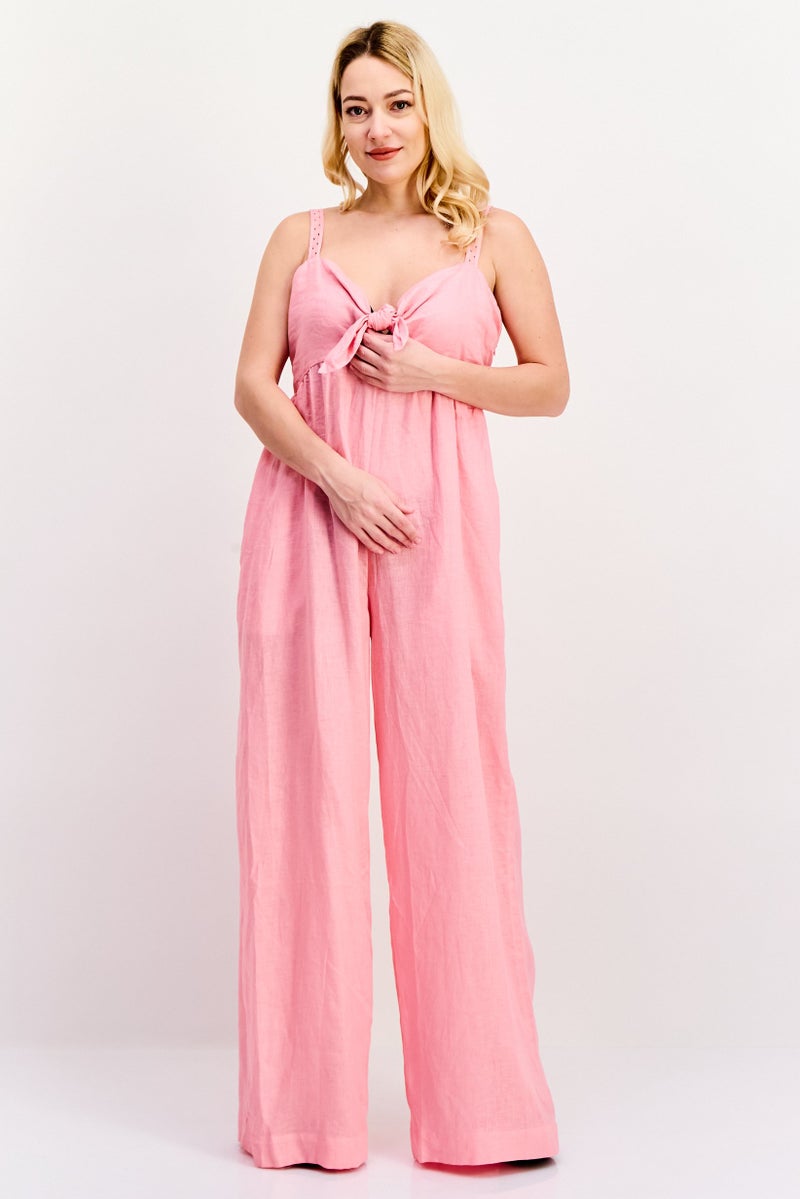 Scotch & Soda Women Plain Sleeveless Jumpsuit, Pink - Image 1