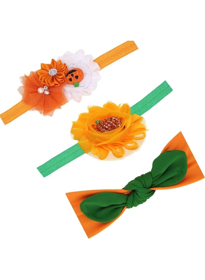 LD DRESS 3pcs/Set Newborn Baby Toddler Girls Cute Halloween Pumpkin Headdress Elastic Hair Band Accessories  - Image 1