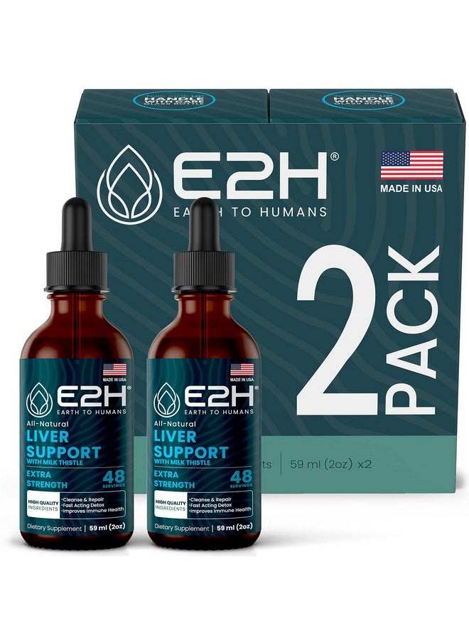 E2H EARTH TO HUMANS - E2H Liver Support Supplement With Milk Thistle Liver Health Formula Artichoke Extract Dandelion Root Chanca Piedra And More Absorbent Liquid Formula (2 Bottles) - Image 1