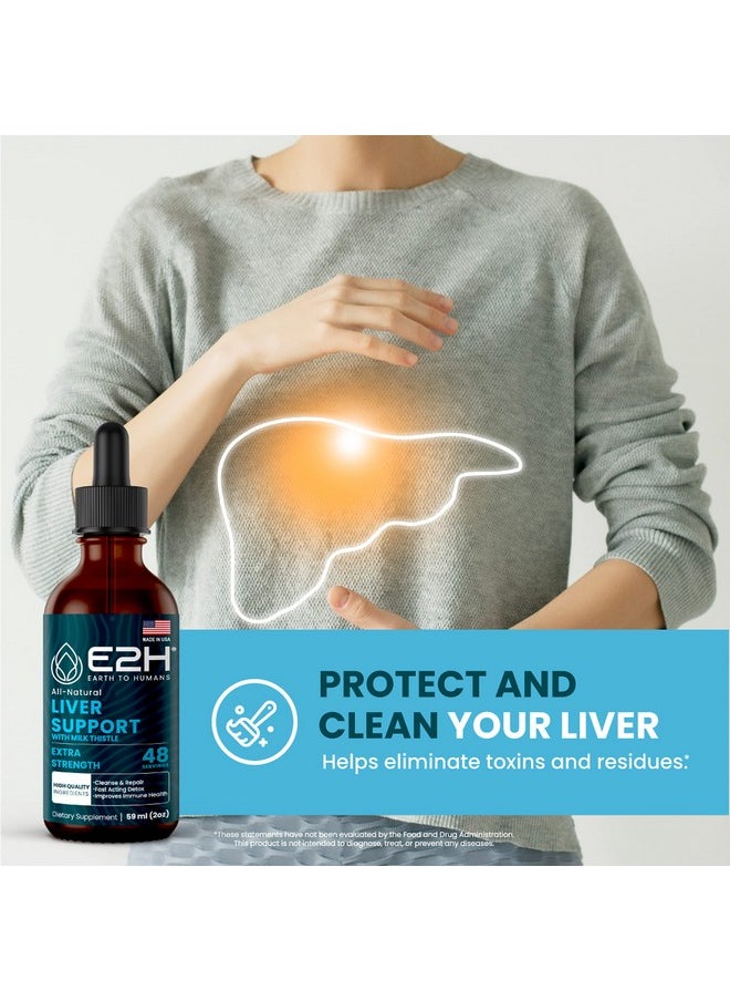 E2H EARTH TO HUMANS - E2H Liver Support Supplement With Milk Thistle Liver Health Formula Artichoke Extract Dandelion Root Chanca Piedra And More Absorbent Liquid Formula (2 Bottles) - Image 1
