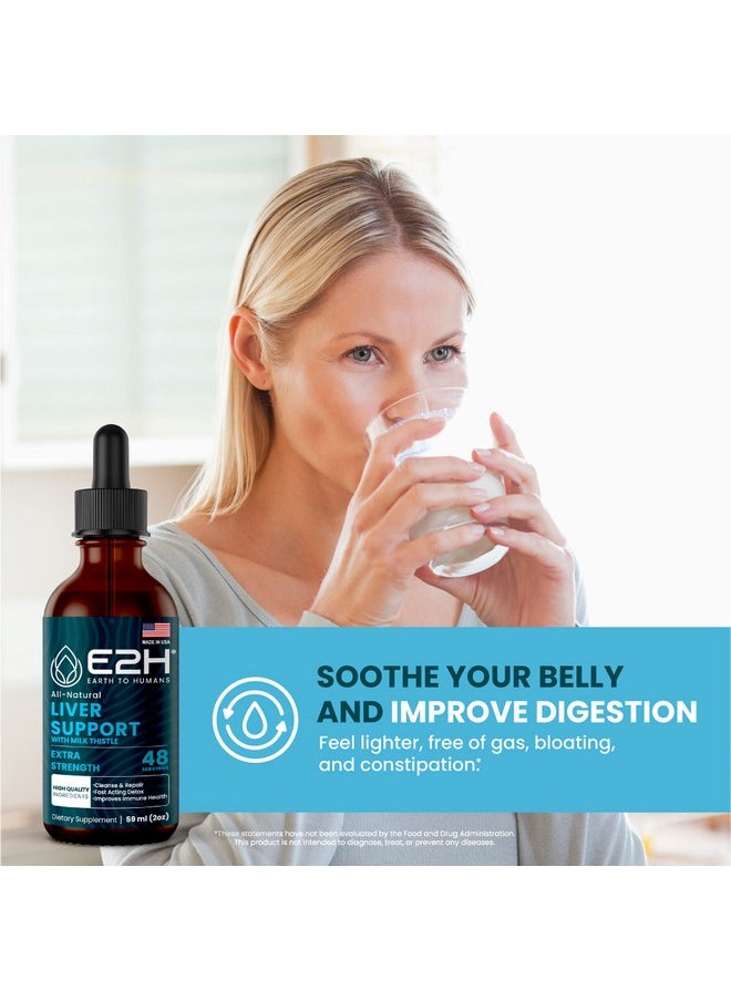 E2H EARTH TO HUMANS - E2H Liver Support Supplement With Milk Thistle Liver Health Formula Artichoke Extract Dandelion Root Chanca Piedra And More Absorbent Liquid Formula (2 Bottles) - Image 1