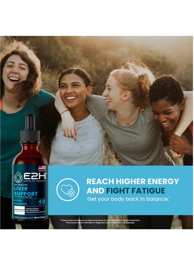 E2H EARTH TO HUMANS - E2H Liver Support Supplement With Milk Thistle Liver Health Formula Artichoke Extract Dandelion Root Chanca Piedra And More Absorbent Liquid Formula (2 Bottles) - Image 1