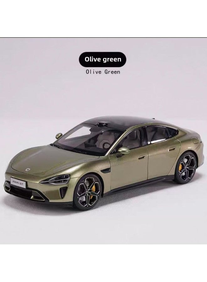 Xiaomi Su7 Car Model Simulation Alloy Car Model Car 1:24 Sports Car Collection Ornaments Back To Force Toy Ultra-Color:Olive Green  - Image 1