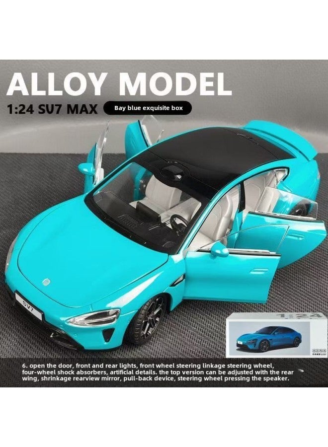 Xiaomi Su7 Car Model Simulation Alloy Car Model Car 1:24 Sports Car Collection Ornaments Back To Force Toy Ultra-Color:Olive Green  - Image 5