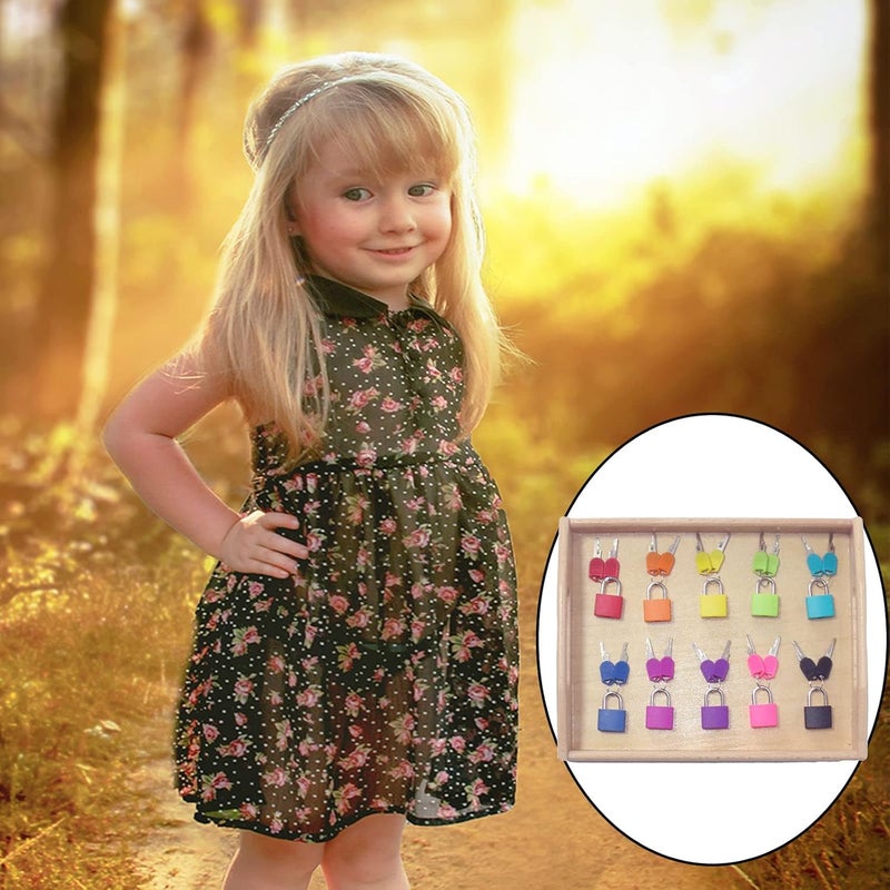 klarako 10Pack Padlock with Key Montessori Toy Matching Game Individually Keyed Padlocks for Luggage Lock Suitcase Lock Backpack Boys Girls Kids Toddlers  10 Locks and Tray - Image 5