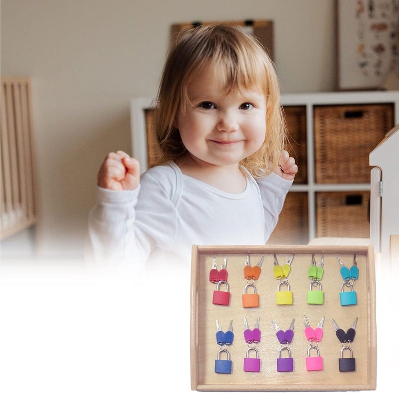 klarako 10Pack Padlock with Key Montessori Toy Matching Game Individually Keyed Padlocks for Luggage Lock Suitcase Lock Backpack Boys Girls Kids Toddlers  10 Locks and Tray - Image 4