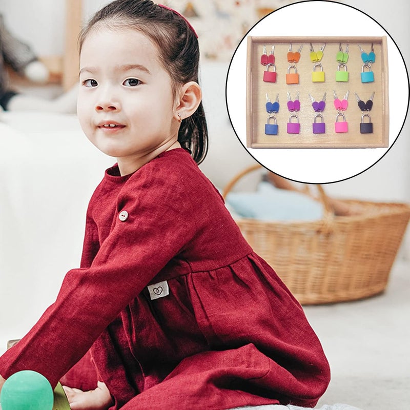 klarako 10Pack Padlock with Key Montessori Toy Matching Game Individually Keyed Padlocks for Luggage Lock Suitcase Lock Backpack Boys Girls Kids Toddlers  10 Locks and Tray - Image 2