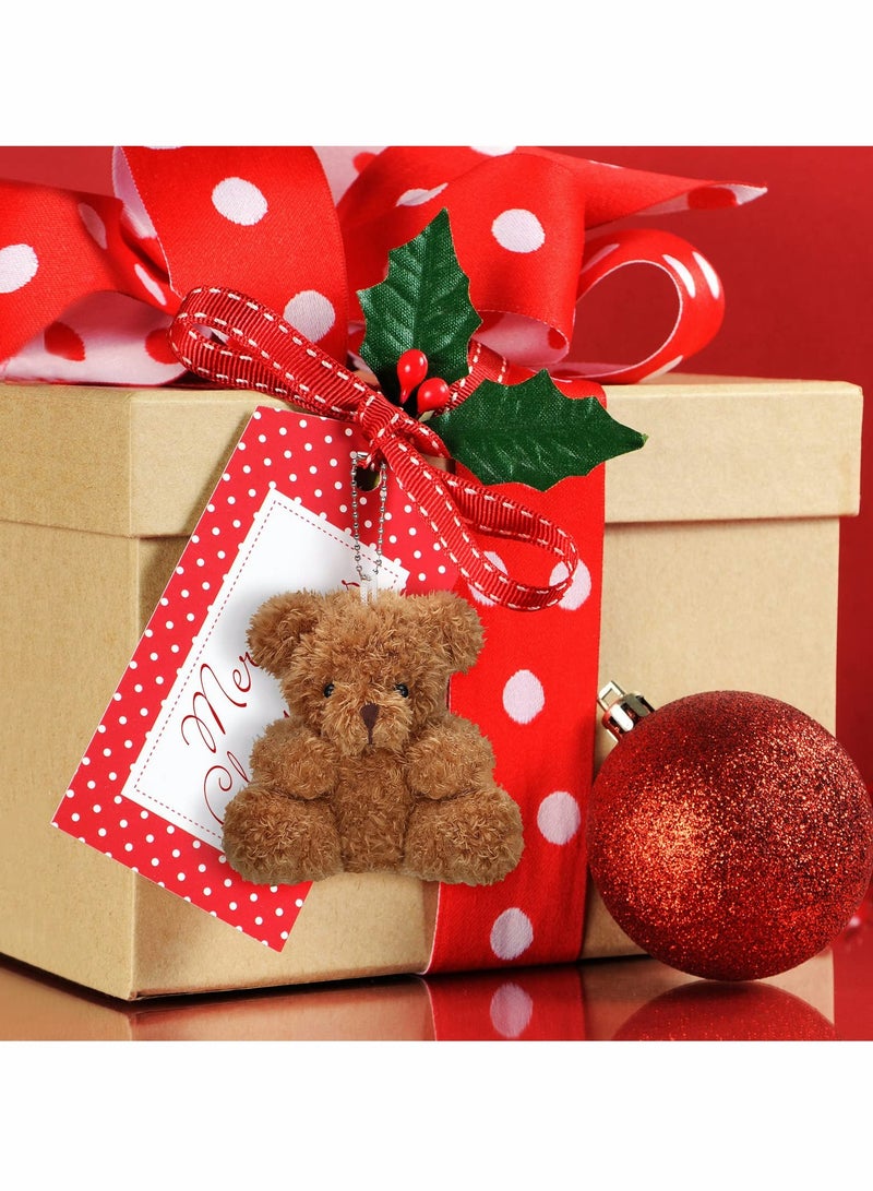 SOLARAE Plush Teddy Bear Pendant, Mini Animal Soft Doll Toys for Keychain Bag DIY Decorations, Birthday Wedding Graduation Gifts, Gift Box Filled Party Decorations 8pcs, Brown, Apricot - Image 2