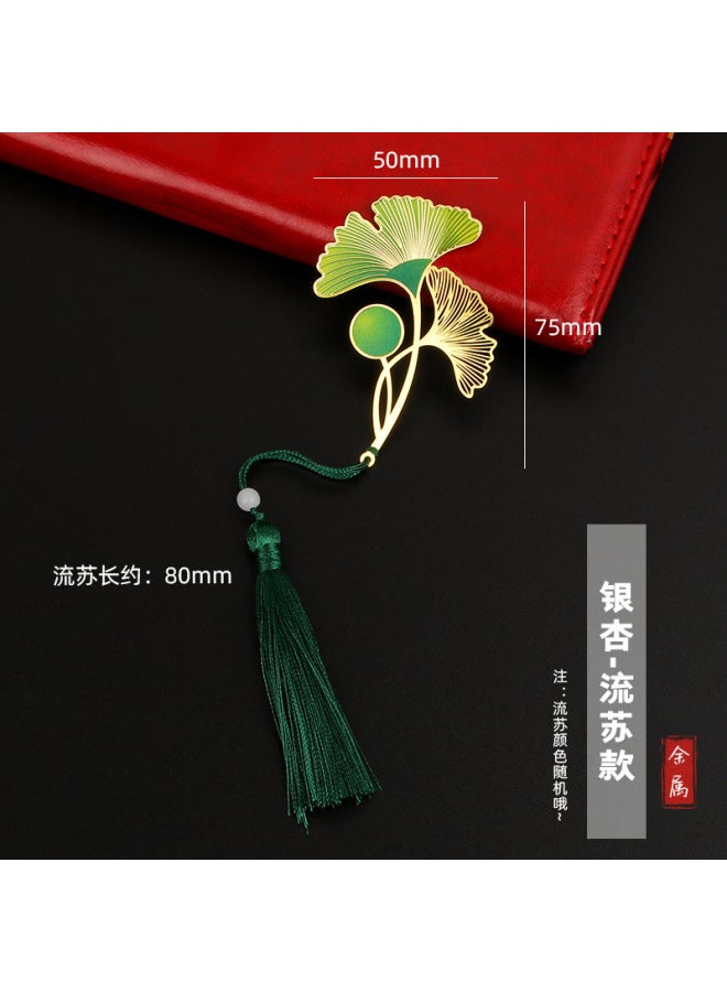 HELPS Creative Metal Painted Bookmark Chinese Style Brass Tassel Retro Student Exquisite Gift Bookmark Wenchuang - Image 1