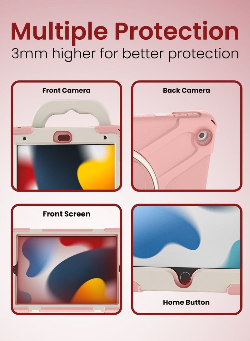 Moxedo Moxedo Heavy Duty Shockproof Rugged Protective Colorful Case with 360 Rotating Kickstand , Shoulder Strap , Pen Holder for Kids Compatible for Apple iPad 10.2 2019 / 2020 / 2021 - Rose Gold  - Image 2