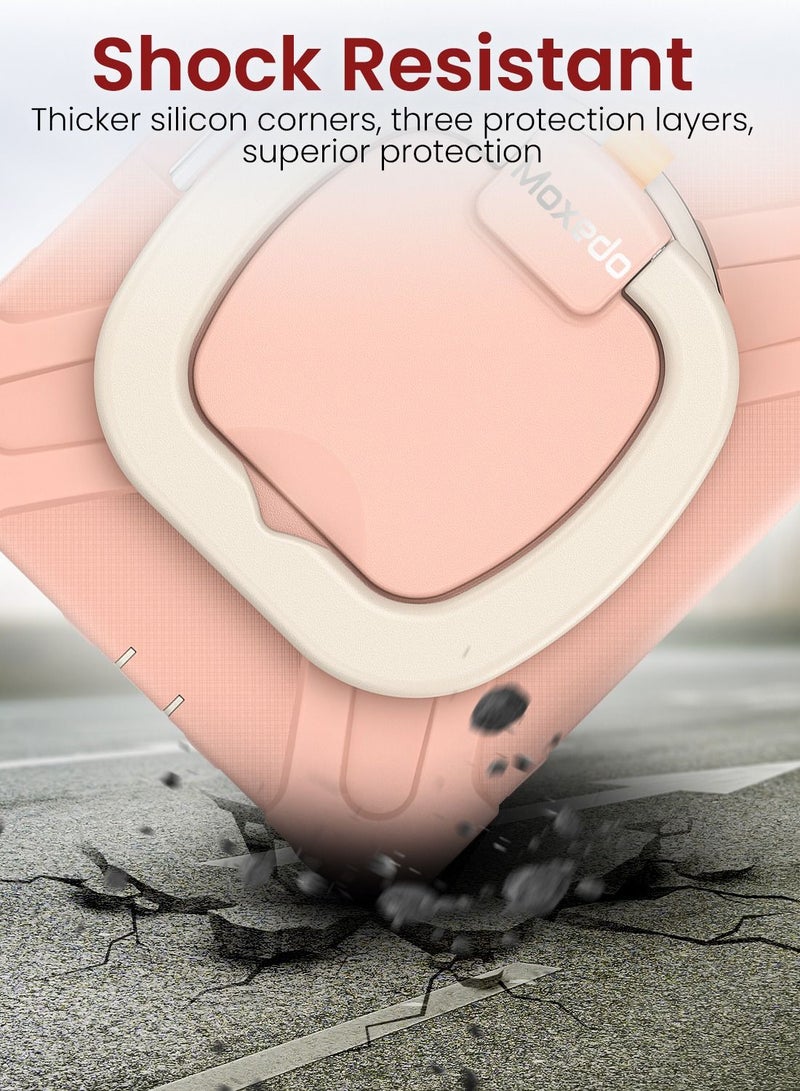 Moxedo Moxedo Heavy Duty Shockproof Rugged Protective Colorful Case with 360 Rotating Kickstand , Shoulder Strap , Pen Holder for Kids Compatible for Apple iPad 10.2 2019 / 2020 / 2021 - Rose Gold  - Image 5