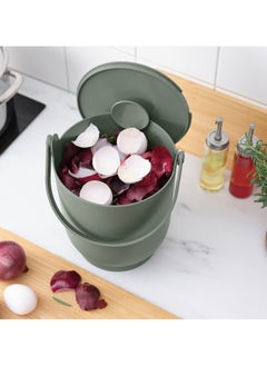 Generic Waste Bin, Garbage Bin, With Lid For Organic Waste, Grey-Green, 4L  - Image 2